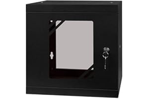 Stalflex Server Rack Data Cabinet 10 inch 6U 300mm - Heavy Duty Steel - Network Equipment Rack & Cabinet - Server Cabinet compatible with Rack Shelf and Rack Rails - Hard Glass Door