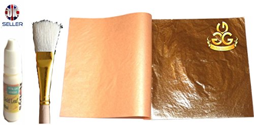 Large Imitation Copper Leaf Sheets 140mmx140mm Craft Book of 25 Sheets and Gold Leaf Glue and Gilding Brush kit Trademark Bling My Shoes UK00003085705