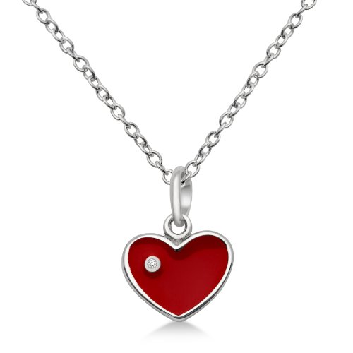 Miore Kinder-Anhnger 925 Sterling-Silber Herz emaille rot Zirkonia mit Kette 36-40cm MSM109PK