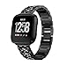 Produktbild Gereton für Fitbit Versa Strap Bands für Frauen, Edelstahl Bling Ersatzband Zubehör Armband mit Strass Diamanten für Fitbit Versa Watch Band