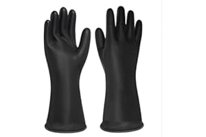 QILERONGRONG Chemical Resistant Gloves, Reusable Heavy Duty Rubber Gloves,Industrial Protective Safety Work Rubber Gloves Resist Strong Acid, Alkali and Oil (Orange, 35CM)