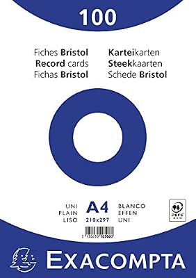 Exacompta fiches bristol blanc a4-vierge-blanc-lot de 100 fiches 10506E