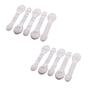 BabySafeHouse 10 Piece Safety Lock for Cabinet, Drawer, Fridge for Baby Child Infant Safety Latch with Strong Tape