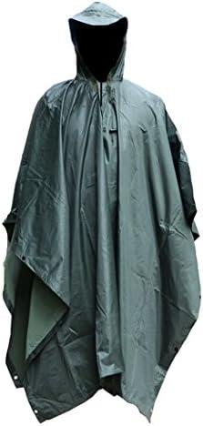 HOUWEN Men's Military Multifunction Outdoor Camouflage Waterproof Raincoat Poncho For Adults Army Green