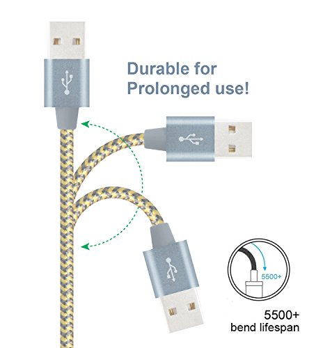Flashstye 3 Pack 1M 1.5M 2M Phone Charger Nylon Braided Lightning to USB Cable Apple lightning cable for iPhone 7 Plus 6S Plus 6 Plus SE 5S 5C 5, iPad 2 3 4 Mini, iPad Pro Air, iPod.(Gold Gray) - 4