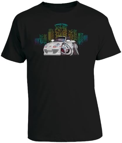 KOOLART Cartoon Caricature Style of Porsche Boxter - Mens T-Shirt - Black Small