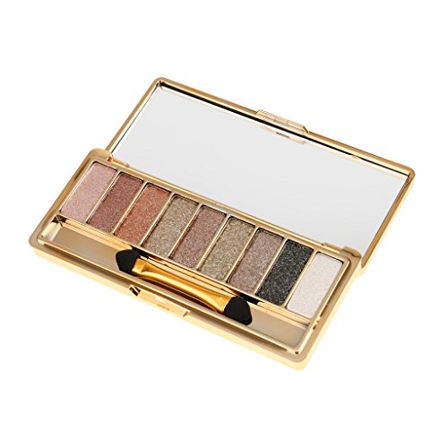 9 Farben Schimmer / Glitter Lidschatten Palette mit Make-up Pinsel, Geschenke für Damen / Frauen / Mädchen – 6#, Einheitsgröße - 6
