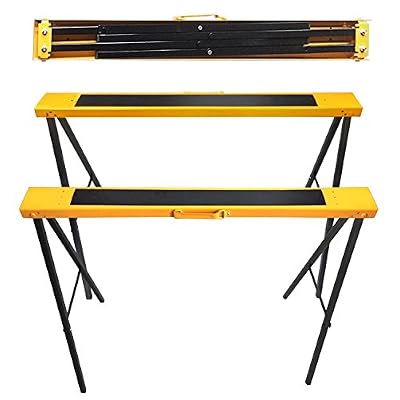 FEMOR Set 2 Tréteaux Scie Cheval Métaux Chevalets Support Charpente Peinture Pliable Charge 120kg