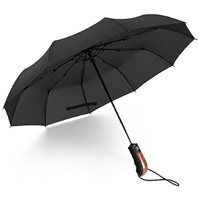 KASTEWILL Parapluie Pliant, Parapluie Pliable Noir Automatique Ouverture et Fermeture Résistant à Tempête Compact Léger Parapluie de Voyage pour Homme et Femme (Noir)