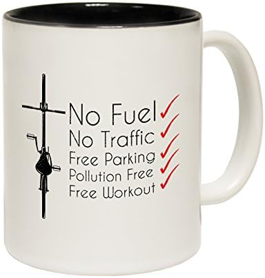 123t Mugs No Fuel No Traffic Free Parking Pollution Free Free Workout Ceramic Slogan Cup With Black Interior