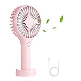 Hianjoo Ventilateur de Poche, Ventilateur à Main, Mini Ventilateur Silencieux Suspension avec 3 Vitesses Réglables USB Rechargeable Portable Ventilateur de Bureau pour Maison, Bureau et Voyage, Rose