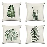 JOTOM Grün Pflanze Kissenbezug 4er Set Leinen Baumwoll Kissenhülle Kopfkissenbezug Dekokissen 45 x 45cm (Blätter) JOTOM Grün Pflanze Kissenbezug 4er Set Leinen Baumwoll Kissenhülle Kopfkissenbezug Dekokissen 45 x 45cm (Blätter)