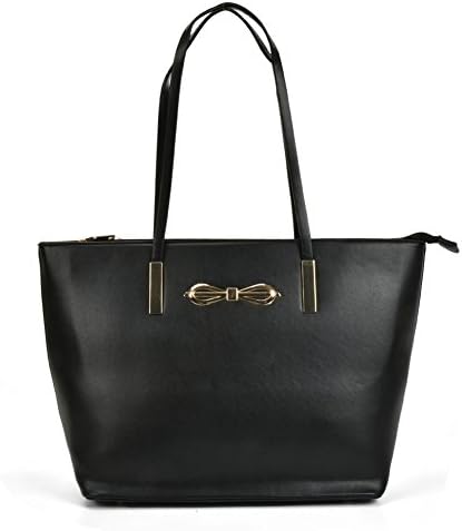 Sally Young Fashion Leather Look Large Shopper Shoulder Handbag (BLACKK)