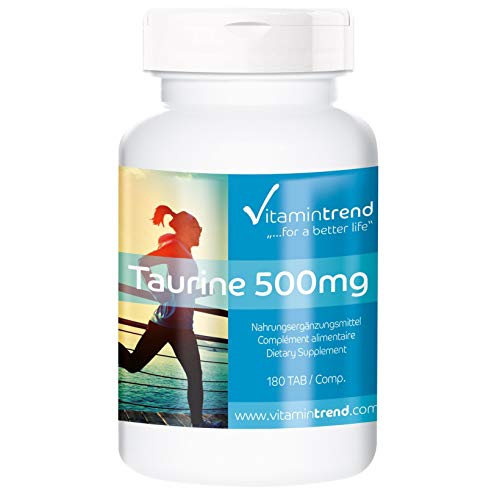 Taurine 500mg - Végan - ! POUR 6 MOIS ! - 180 comprimés - Flacon avantageux