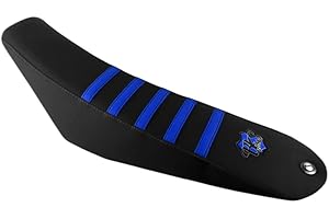 BKS SELLERIE GR BKS SELLERIE - Housse de Selle Moto 50cc sur Mesure Evo Black - Derbi Senda/DRD Xtrem/DRD Xrace/Gilera SMT/Gilera RCR - Version Supermotard (SM) & Enduro - Modèles Entre 2000-2010 - Bleu