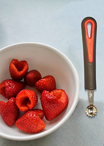 Westmark Aushöhl-Löffel/Tomatenstrunk-Entferner, Mit gezahntem Rand, Ø 21 mm, Rostfreier Edelstahl/Kunststoff, Länge: 16,6 cm, Gallant, Schwarz/Rot/Silber, 29202270 - 5