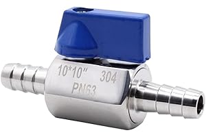 SEIWEI Válvula de bola de acero inoxidable, 10 mm, con púa, válvula de cierre, junta de pagoda, válvula de cierre de bola para agua, gas, aceite, combustible