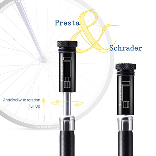 E-PRANCE Fahrradpumpe Luftpumpe Manuell Pumpe aus Aluminium tragbar schwarz, silber - 3