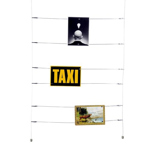 HAB & GUT (MC003) Bildergalerie Set, 2 Stahlseile mit sechs Metallstangen und 20 ultrastarken Neodymmagneten, Höhe: 100 cm, breit 53 cm