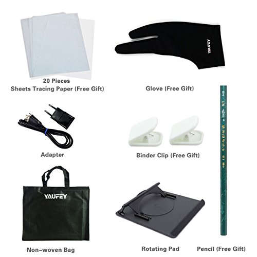 A3 Mesa de luz LED, Yaufey de brillo ajustable portatil de senalizacion Caja de luz para los artistas de dibujo Dibujo de visualizacion de animaciones Diseño rayos X, 10 niveles de brillo del cojín, Negro