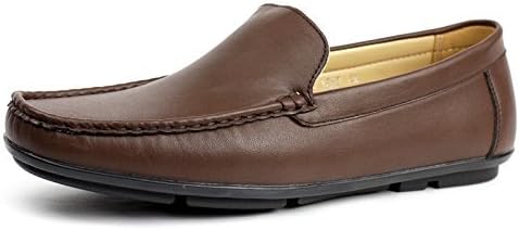 Mens Slip On Casual Driving Shoes Smart Fashion Designer Loafers Moccasin Style (UK 8/EU 42, Brown)