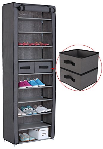 WOLTU® SS5018gr-a Schuhschrank Schuhregal Stoff , 11 Schichte Stoffregal Faltschrank , XXL Stoffschuhschrank Stoffschrank Schuhe , Grau , 60x29x175 cm - 7