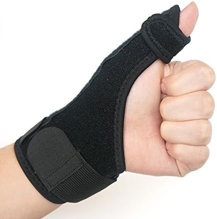 Trigger Thumb Stabiliser Support Brace - KingOfHearts Thumb Stabilizer with Removable Metal Splint Adjustable Wrist Strap for Carpal Tunnel Pain Relief Injury Recovery - Left Hand, PE Bag Packaging