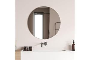 Inbagno Specchio da Parete Tondo 80 cm in Vetro, a Filo Lucido Senza Cornice con Spessore 0,4 cm