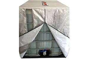 ETOMVOOP Bache cuve 1000l, Capot de réservoir d'eau de Pluie imperméable, Capot de Protection Solaire en Tissu Oxford 210D pour conteneur IBC 1000L, 116x100x120cm (Argent avec Fermeture éclair)