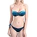 Produktbild YUNLI Bikini Set Damen Sexy Bademode Push Up Bikinis Badeanzug Zweiteiler Strand Swimwear  Beachwear Bikini Damen Set Push up (Color : Blau, Size : S)
