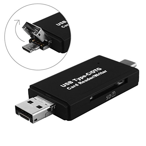 ricorich 3 in 1 USB Typ C SD/micro SD/TF Card Reader mit USB Stecker & Micro-USB Stecker, Micro USB OTG & USB zu usb-c Adapter für Apple MacBook, mehr Typ C Geräte, Smartphones/Tablets mit OTG Funktion, PCS und Notebooks –-Schwarz