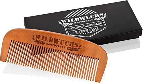 Bartkamm von Wildwuchs Bartpflege - Holz Bart Kamm Männer aus Echtholz im Geschenk Etui für einen natürlichen und gesunden Bartwuchs