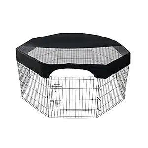 VOUVOU 24 Inch Pet Playpen Cover 8 Panels Octagonal Pet Fence Mesh Cover Dog Playpen Sun Protection Shade Cover Waterproof Dog Playpen Top Cover Playpen Not Include