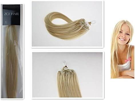 Style 16'' 18'' 20'' 22'' 24'' 26'' Easy Loops Micro Rings Beads Tipped 100% Real Human Hair Extensions Straight Hair 8 Colors Beauty Design Salon (18inch 50g for 100s one pake, 613 light blonde)