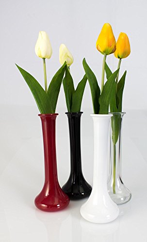 Stielblumenvase / Blumenvase KOBY, weiß, 25cm, Ø9,5cm – Einzelblumen Vase / Tischvase - 7