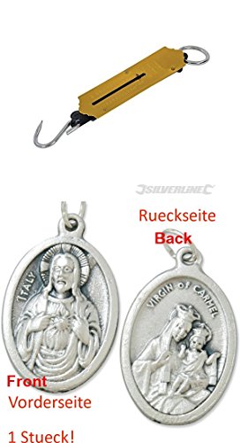 Preisvergleich Produktbild Federwaage, 25 kg, Hängewaage, Fischwaage, Kofferwaage, Gepäckwaage, Reisewaage, Anglerwaage (929977250387) mit Anhänger Herz Jesu 2,5cm