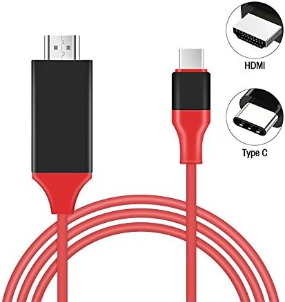 USB C to HDMI Cable USB 3.1 Type C (Thunderbolt 3 Compatible) to HDTV 4K Cable with Plug and Play for 2016 MacBook Pro, 2015 MacBook, Samsung Galaxy 8 and More (6.6ft/2m, Red)