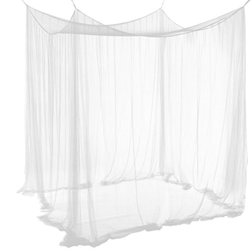 Preisvergleich Produktbild Lukis 4 Ecke Himmelbett Netting Moskitonetz Großes Rechteckiges Moskitonetz Insektenschutz für Doppel- und Einzelbetten (Weiß)
