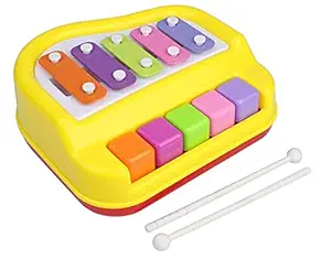 Crystal Gallery 2 in 1 Piano Xylophone Premium Non Toxic, Non-Battery, 5 Key Scale Musical Instrument for Kids, Toddlers (Multicolor)
