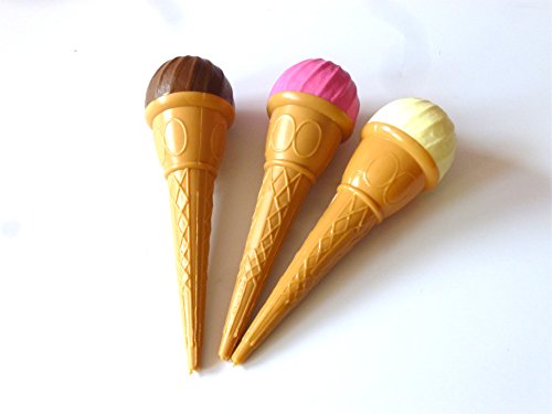 3er Set Eistüten Lebensmittelattrappen - Sehr leichte Hohlattrappe aus Plastik, Fake Food, Deko, Lebensmittelattrappe, süßes Geschenk