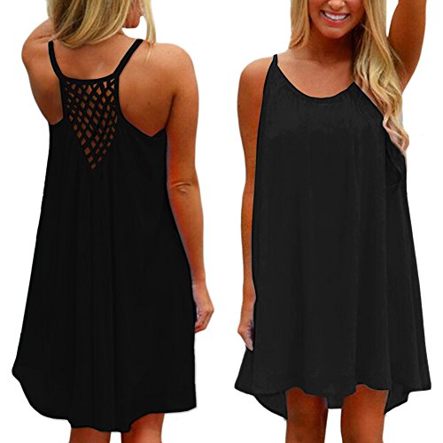 Frauen kleidung Sommer Strand ärmellos Rückenfrei Lose Neckholder Chiffon Rock Frauen Minikleid Partykleid Elegant … - 2