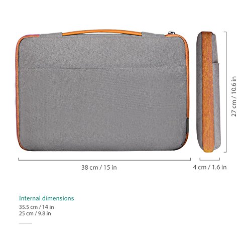 Inateck Sto  festes Laptop Sleeve H  lle Spritzwasserfest mit zus  tzlichem Stauraum f  r die meisten 14-14 1 Zoll Laptops  Notebooks  Ultrabooks und 