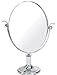Chrome Oval Pedestal Mirror True Image x5 Magnified 24x19cm (34cm high with pedestal)