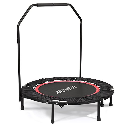 Ancheer Trampolin, Indoor Trampolin mit Haltegriff, Ideal für Fitness Heimtraining