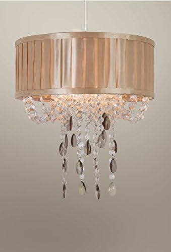 Brittany Champagne Pleated Drum Pendant Light Shade Acrylic Decoration
