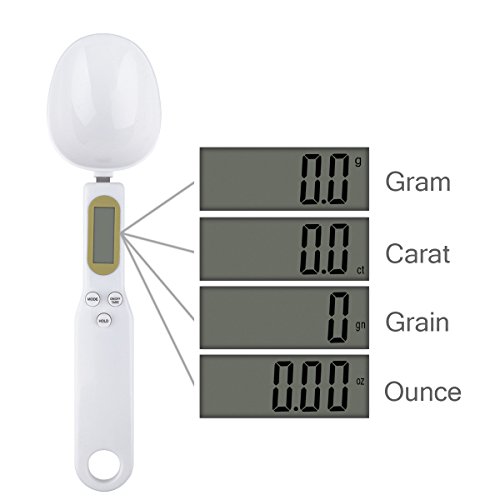 ieGeek 0.5g bis 500g Hohe Präzision Elektronischer Messlöffel / Tragbar Küchen kleiner Haushalt Elektronische Waagen – LCD Display Herausnehmbare Esslöffel (Weiß) - 6