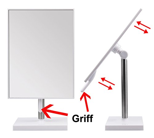 Kosmetex Großer Stand-Spiegel, weiß mit Drehscharnier -Griff 16 x 21 cm Kosmetik-Spiegel neigbar, Groß - 2