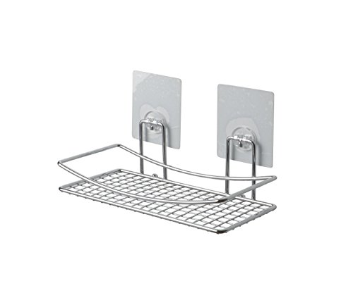 Compactor Bath RAN6856 Etagère de Salle de Bain Repositionnable SEBS/PET/PC/Acier Chromé Argenté 25 x 11,5 x 15 cm