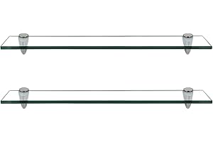 Randaco Lot de 2 étagères en Verre avec Support Mural, étagère Murale en Verre de sécurité ESG de 8 mm et Support, idéale comme étagère de Douche (20 x 10 x 0,8 cm)