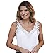Produktbild Sexy Oberteil für Damen/Dorical Sommer Camisole V-Ausschnitt Ärmellos Crop Tops Schlinge Tank Spitze Vest/Elegant Einfarbig Weste Tanktops Bluse Shirts Mode Strandbluse S-XXL(Weiß,X-Large)